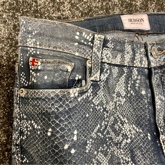 Hudson Nico Snakeskin Mid Rise Super Skinny Jeans - Picture 4 of 10